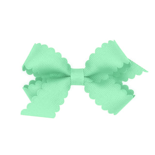 Mini Grosgrain scallop edge hair bow on clippie by Wee Ones, featuring a cute, decorative accessory for children's hair.