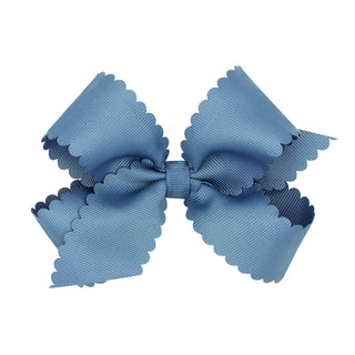Medium grosgrain scallop edge hair bow on clippie by Wee Ones, showcasing a stylish hair accessory for children.