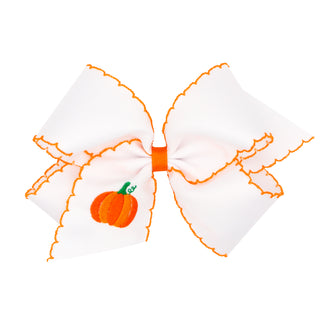 Harvest Embroidered Moonstitch Grosgrain Hair Bow on Clippie, Wee Ones, Alligator Clip, Alligator Clip Hair Bow, cf-size-king, cf-size-medium, cf-type-hair-bow, cf-vendor-wee-ones, Clippie, C