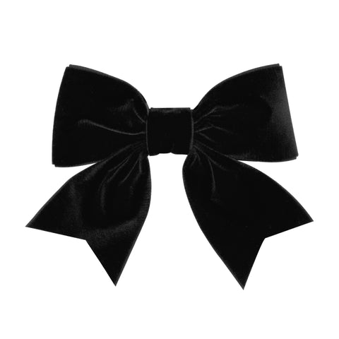 Small King Velvet Bow Tie w/Fancy Tails on Clippie - Black, Wee Ones, Black, cf-type-hair-bow, cf-vendor-wee-ones, Holiday Hair Bow, Streamer Bow, Velvet Bow, Velvet Hair Bow, Wee Ones, Wee O