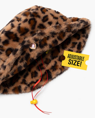 Super Smalls Jungle Jeweled Bucket Hat
Leopard print hat with decorative elements on a white background