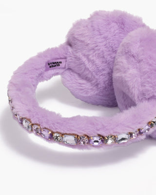 Super Smalls Lavender Dreams Earmuffs
Purple fluffy slippers with rhinestone details on a white background