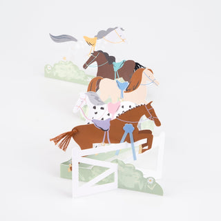 Meri Meri Concertina Horse Birthday Card
Illustration of horses and riders on a white background
