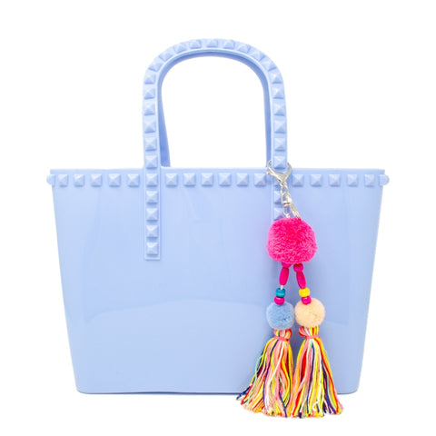 Zomi Gems, Zomi Gems Large Jelly Tote Bag w/Tassel - Baby Blue - Basically Bows & Bowties