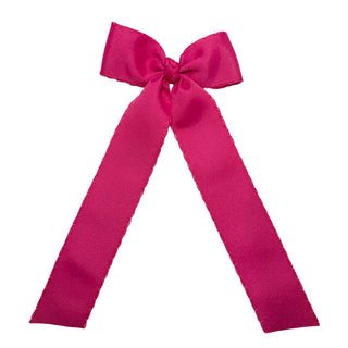 Shocking Pink Wee Ones Medium Moonstitch Grosgrain Streamer Hair Bow on Clippie
Pink bow on a white background