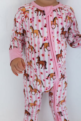 In My Jammers Zipper Romper - Pink Pony