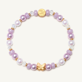 Butterfly Little Words Project Bracelet - Beaded Charm
Pink beaded bracelet with gold butterfly charm on a white background