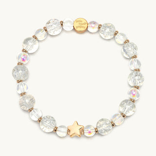 Star Little Words Project Bracelet - Beaded Charm
Bracelet with clear and gold beads on a white background