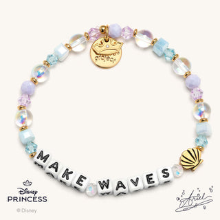 Make Waves  Little Words Project Bracelet - Disney Princess: Ariel'Bracelet with 'MAKE WAVES' beads and Disney Princess logo