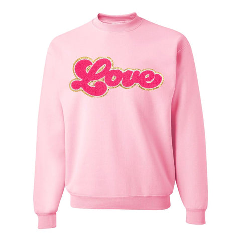 Sweet Wink, Sweet Wink Love Script Patch Valentine's Day L/S Adult Sweatshirt - Basically Bows & Bowties