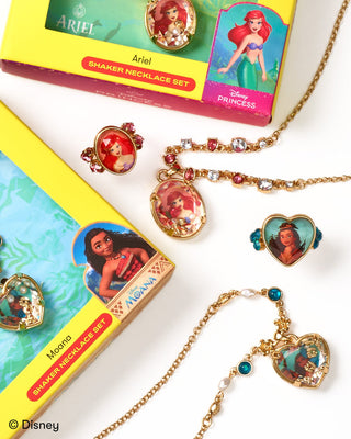 Super Smalls Disney Moana Shaker Necklace Set
Disney princess jewelry set with 'Ariel' and 'Moana' necklaces on a white background