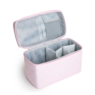 Toniebox Play Carrying Case - Cloud Pink
Pink cosmetic bag with compartments on a white background
