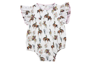 Alto Modas Maeve Bubble - Western
Baby romper with horse and rider pattern on a white background