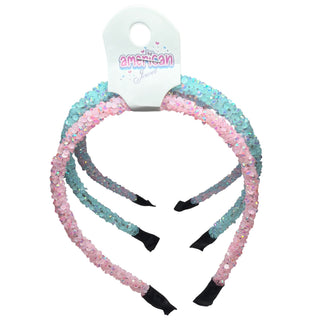 Set of three American Jewel gemstone headbands featuring mermaid crystals, stylish and decorative hair accessories.