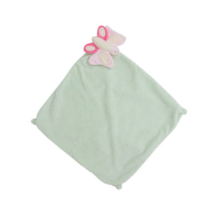 Angel Dear Blankie - Butterfly
Light green baby comfort blanket with a pink butterfly on a white background