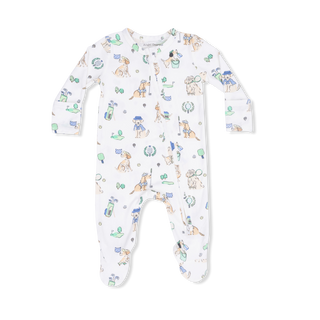 Angel Dear 2 Way Zipper Footie - Country Club Dogs Neutral