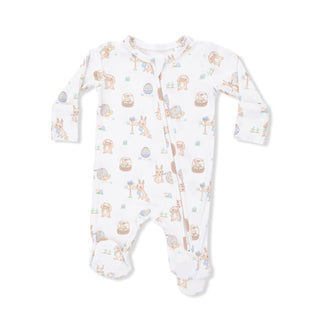 Angel Dear 2 Way Zipper Footie - Easter Egg Hunt
Baby onesie with animal pattern on a white background
