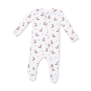 Angel Dear 2 Way Zipper Footie - Mini Cowboy Boots
Baby onesie with cowboy boot pattern on a white background