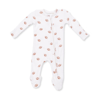 Angel Dear 2 Way Zipper Footie - Mini Footballs
White baby onesie with rose gold footies on a white background