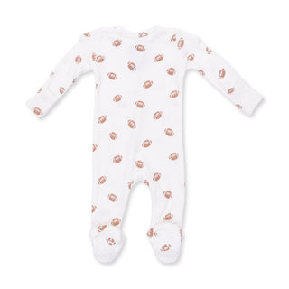 Angel Dear 2 Way Zipper Footie - Mini Footballs
White baby onesie with small pattern on a white background