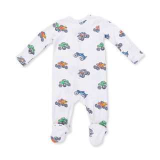 Angel Dear 2 Way Zipper Footie - Monster Trucks