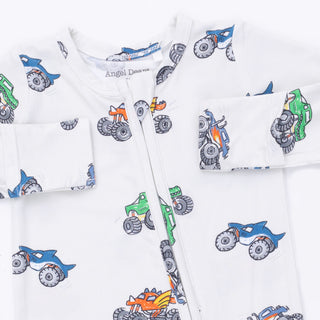 Angel Dear 2 Way Zipper Footie - Monster Trucks