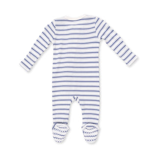 Angel Dear 2 Way Zipper Footie - Vintage Stripe Blue
