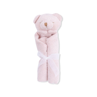 Angel Dear Blush Bear Blankie featuring soft blush-colored fabric and a cute bear design for comfort and cuddling.