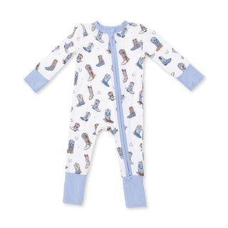 Angel Dear Convertible Romper - Buckaroo Boots
Baby onesie with cowboy boot pattern on a white background