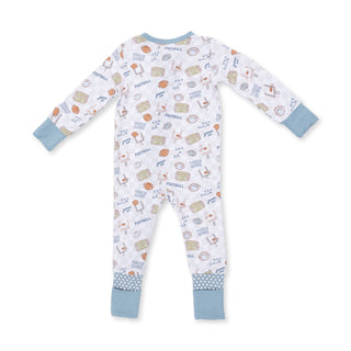 Angel Dear Convertible Romper - Football Check
Children's onesie with sports-themed pattern on a white background