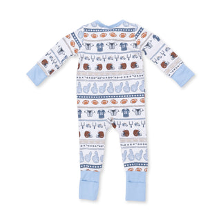 Angel Dear Convertible Romper - Football Stripe
Baby onesie with pattern on a white background