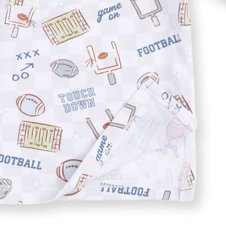 Angel Dear Long Sleeve Henley Play Set - Football Check
Fabric with football-themed patterns and text on a white background