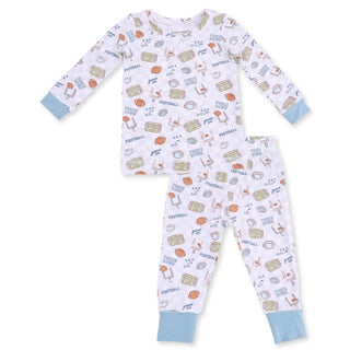 Angel Dear Long Sleeve Loungewear Set - Football Check
Children's pajama set with football-themed pattern on a white background