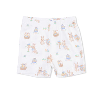 Angel Dear Loungewear Short Set - Easter Egg Hunt
White shorts with Easter-themed pattern featuring bunnies and eggs on a white background