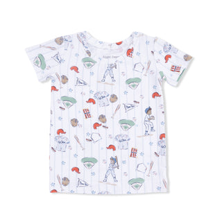 Angel Dear Loungewear Short Set - Home Run Baseball
Children's t-shirt with baseball-themed pattern on a white background