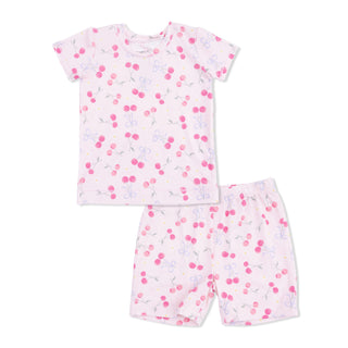 Angel Dear Loungewear Short Set - Sweet Bow Cherries
Children's pajama set with pink cherry pattern on a white background