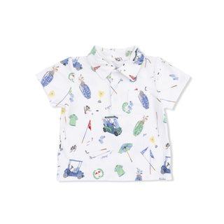 Angel Dear Polo Shirt & Short Set - Golf Things
Children's shirt with golf-themed pattern on a white background