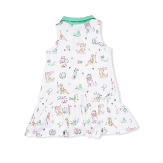 Angel Dear Polo Tennis Dress with Cartwheel Short - Country Club Dogs Pink
Children's sleeveless dress with dog pattern on a white background