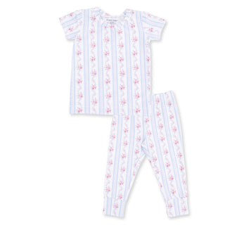 Angel Dear Short Sleeve Loungewear Set - Anna Floral Stripe
Children's pajama set with floral and striped pattern on a white background