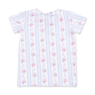 Angel Dear Short Sleeve Loungewear Set - Anna Floral Stripe 
Short-sleeve shirt with floral and stripe pattern on a white background