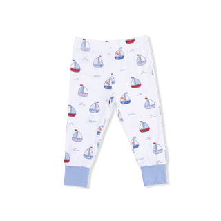 Angel Dear Short Sleeve Loungewear Set - Bubbly Sailboats Blue
Children's pants with sailboat pattern on a white background
