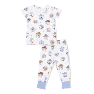 Angel Dear Short Sleeve Loungewear Set - Cowdogs
Children's pajama set with cartoon character pattern on a white background