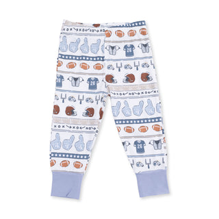 Angel Dear Short Sleeve Loungewear Set - Football Stripe
Children's leggings with sports-themed pattern on a white background