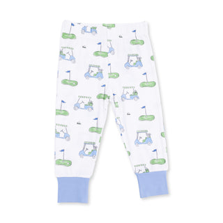 Angel Dear Short Sleeve Loungewear Set - Golf Carts Blue
Children's leggings with golf-themed pattern on a white background
