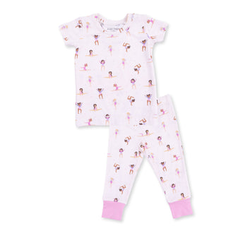 Angel Dear Short Sleeve Loungewear Set - Tiny Tumblers
Children's pajama set with ballerina pattern on a white background