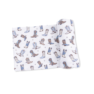 Angel Dear Swaddle Blanket - Cowboy Boots
Flannel blanket with cowboy boot pattern on a white background