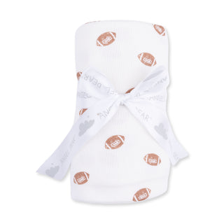 Angel Dear Swaddle Blanket - Mini Footballs
White baby blanket with football pattern on a white background