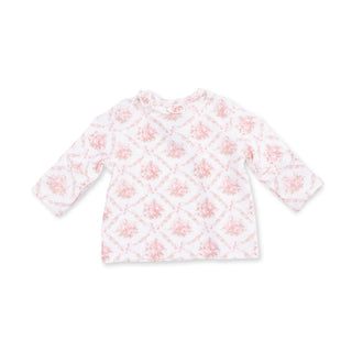 Angel Dear Take Me Home Set with Convertible Pant - Rose Bow Lattice Floral patterned baby outfit on a white background