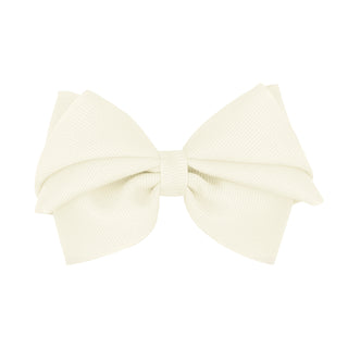 Antique white Wee Ones small pleated grosgrain hair bow attached to a clip, perfect for baby or toddler hair accessories.