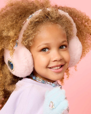 Super Smalls Cotton Candy Earmuffs
Child wearing pink earmuffs with decorative stones on a pink background